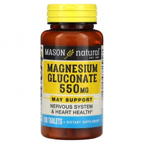 Mason Natural, глюконат магния, 550 мг, 100 таблеток в Москве - eco-herb.ru | фото