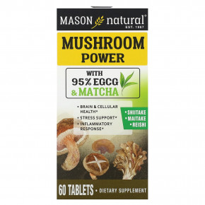 Mason Natural, Mushroom Power, 60 таблеток в Москве - eco-herb.ru | фото