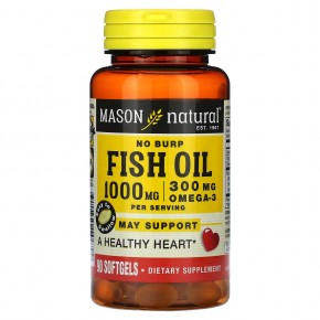 Mason Natural, рыбий жир без отрыжки, 1000 мг, 90 капсул (500 мг в 1 капсуле) в Москве - eco-herb.ru | фото