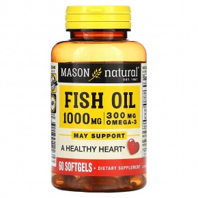 Mason Natural, Рыбий жир, 1000 мг, 60 мягких таблеток - описание