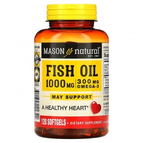 Mason Natural, рыбий жир, 1000 мг, 120 капсул в Москве - eco-herb.ru | фото