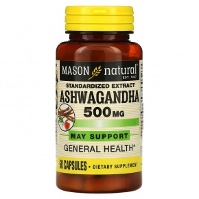 Mason Natural, Ashwagandha, 500 mg, 60 Capsules в Москве - eco-herb.ru | фото
