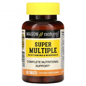 Mason Natural, Super Multiple 34 витаминов и минералов, 100 таблеток в Москве - eco-herb.ru | фото