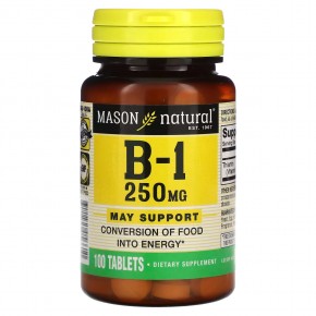 Mason Natural, витамин В1, 250 мг, 100 таблеток в Москве - eco-herb.ru | фото