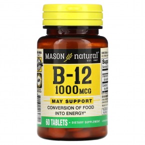 Mason Natural, Витамин B12, 1000 мкг, 60 таблеток - описание