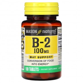 Mason Natural, Витамин B2, 100 мг, 100 таблеток в Москве - eco-herb.ru | фото