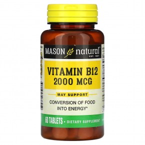 Mason Natural, витамин B12, 2000 мкг, 60 таблеток в Москве - eco-herb.ru | фото