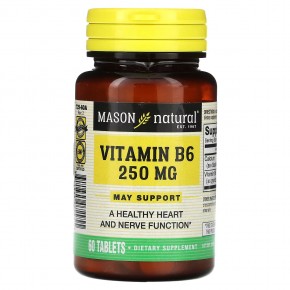 Mason Natural, Витамин B6, 250 мг, 60 таблеток в Москве - eco-herb.ru | фото
