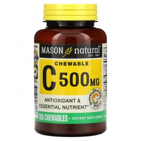 Mason Natural, Витамин C, апельсин и ваниль, 500 мг, 100 жевательных таблеток в Москве - eco-herb.ru | фото
