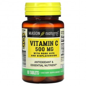 Mason Natural, Витамин C с шиповником и биофлавоноидами, 500 мг, 90 таблеток в Москве - eco-herb.ru | фото