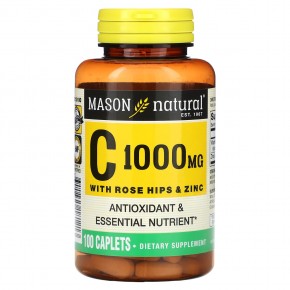 Mason Natural, Витамин C с шиповником и цинком, 1000 мг, 100 капсул в Москве - eco-herb.ru | фото