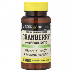Mason Natural, высококонцентрированная клюква с пробиотиком, 60 таблеток - описание | фото