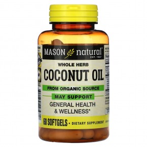Mason Natural, Whole Herb Coconut Oil, 60 Softgels в Москве - eco-herb.ru | фото