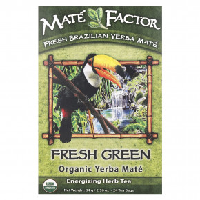 Mate Factor, органический йерба мате, свежий зеленый, 24 чайных пакетика, 84 г (2,96 унции) - описание | фото