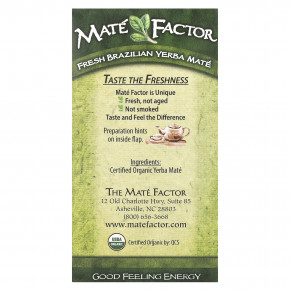 Mate Factor, органический йерба мате, свежий зеленый, 24 чайных пакетика, 84 г (2,96 унции) в Москве - eco-herb.ru | фото