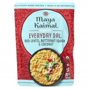Maya Kaimal, Organic Everyday Dal, красная чечевица, мускатная тыква и кокос, 284 г (10 унций) - описание | фото