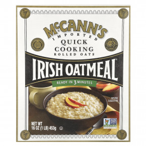 McCann's Irish Oatmeal, Овсяные хлопья быстрого приготовления, 453 г (16 унций) - описание | фото