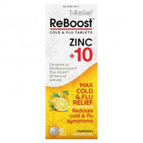 MediNatura, T-Relief, ReBoost, цинк + 10 ингредиентов, таблетки от простуды и гриппа, 60 таблеток в Москве - eco-herb.ru | фото