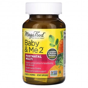 MegaFood, Baby & Me 2, мультивитамины для послеродового периода, 60 таблеток - описание