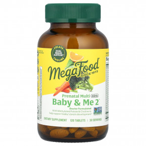 MegaFood, Baby & Me 2™, пренатальные мультивитамины, 120 таблеток - описание | фото