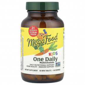 MegaFood, Kids One Daily, мультивитамины для детей, 60 мини-таблеток - описание