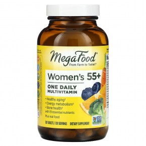 MegaFood, мультивитамины для женщин старше 55 лет, для приема один раз в день, 120 таблеток - описание