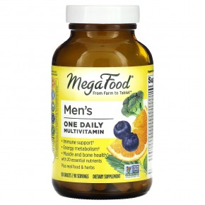 MegaFood, Men's One Daily, ежедневные витамины для мужчин, 90 таблеток - описание