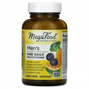 MegaFood, Men's One Daily, ежедневные витамины для мужчин, 30 таблеток - описание