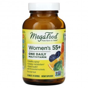 MegaFood, мультивитамины для женщин старше 55 лет, одна мультивитаминная добавка, 90 таблеток - описание