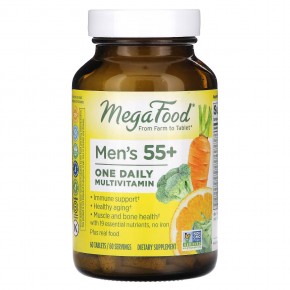 MegaFood, мультивитамины для мужчин старше 55 лет, одна мультивитаминная добавка, 60 таблеток - описание