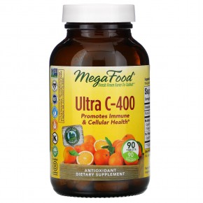 MegaFood, Ultra-C, витамин C, 400 мг, 90 таблеток - описание
