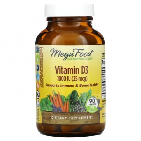 MegaFood, витамин D3, 1000 МЕ, 90 таблеток - описание