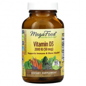 MegaFood, витамин D3, 2000 МЕ, 90 таблеток - описание