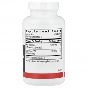 Metabolic Maintenance, красный ферментированный рис с коэнзимом Q10, 120 вегетарианских капсул в Москве - eco-herb.ru | фото