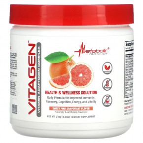 Metabolic Nutrition, VitaGen, Vitamin Adaptogen Complex, Sweet Pink Grapefruit, 8.47 oz (240 g) в Москве - eco-herb.ru | фото