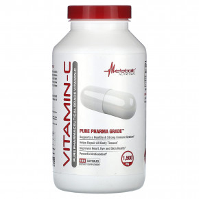 Metabolic Nutrition, Витамин C, 180 капсул (750 мг на капсулу) - описание | фото