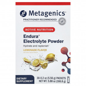 Metagenics, Endura®, электролитный напиток в порошке, со вкусом лимонада, 30 пакетиков по 5,56 г (0,2 унции) - описание | фото