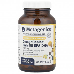 Metagenics, OmegaGenics®, Fish Oil EPA-DHA, Natural Lemon-Lime, 720 mg, 60 Softgels - описание | фото