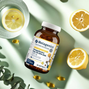 Metagenics, OmegaGenics®, рыбий жир с ЭПК и ДГК, натуральный лимон, 1000 мг, 60 мягких таблеток в Москве - eco-herb.ru | фото