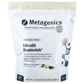 Metagenics, UltraGI Replenish®, лечебная пищевая добавка, со вкусом ванили, 609 г (21,48 унции) - описание | фото