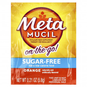 Metamucil, On-The-Go, 4 в 1 клетчатка, апельсин, без сахара, 30 пакетиков с порошком по 5,8 г (0,21 унции) в Москве - eco-herb.ru | фото