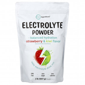 Micro Ingredients, электролитный напиток в порошке, со вкусом клубники и киви, 907 г (2 фунта) - подробнее Micro Ingredients, электролитный напиток в порошке, со вкусом клубники и киви, 907 г (2 фунта) - описание