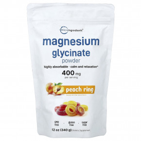 Micro Ingredients, глицинат магния в порошке, со вкусом персика, 340 г (12 унций) в Москве - eco-herb.ru | фото