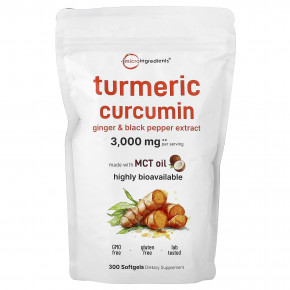 Micro Ingredients, куркумин из куркумы, 300 капсул - описание | фото