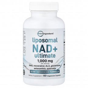 Micro Ingredients, липосомальный НАД + Ultimate, 60 вегетарианских капсул - описание | фото