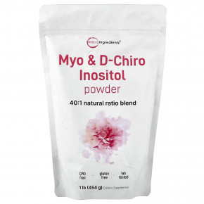 Micro Ingredients, мио- и D-хироинозитол в порошке, 454 г (1 фунт) - описание | фото