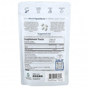 Micro Ingredients, R-альфа-липоевая кислота, 120 капсул (200 мг в 1 капсуле) в Москве - eco-herb.ru | фото