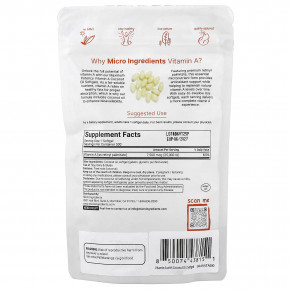 Micro Ingredients, витамин A, 7500 мкг (25 000 МЕ), 500 мягких таблеток в Москве - eco-herb.ru | фото