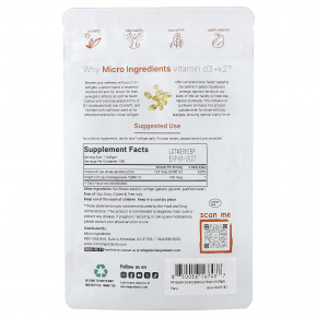 Micro Ingredients, витамины D3 и К2, 180 капсул в Москве - eco-herb.ru | фото