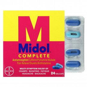 Midol, В комплекте, 24 капсулы - описание | фото